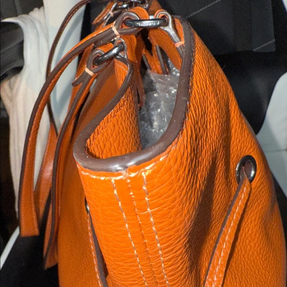 Coach ‘Andy’ Orange Pebbled Leather Tote Bag - Picture 8 of 12